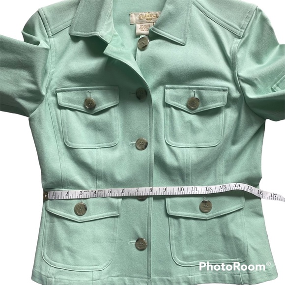 Peck & Peck Petite Jacket Cotton Pastel Green - Picture 6 of 10